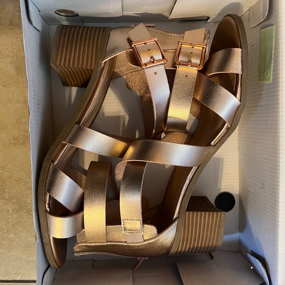 Material Girl Rose Gold Strappy Ankle Booties